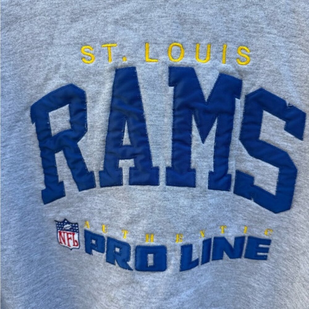 Vintage St Louis Rams NFL Sweatshirt Mens XL Gray Russell Athletic Pro Line USA - Picture 2 of 8